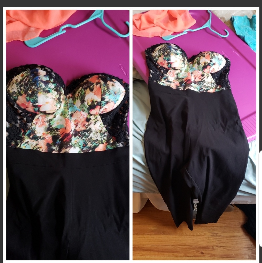 Floral, black & lace jumpsuit